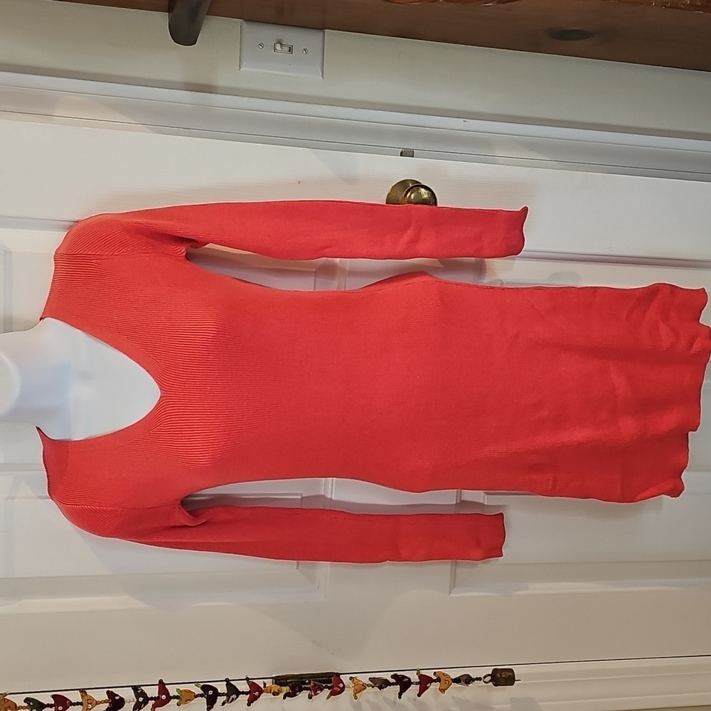 Sweaterdress DOUBLJU Vibrant Orange Knit Sweater Dress XS